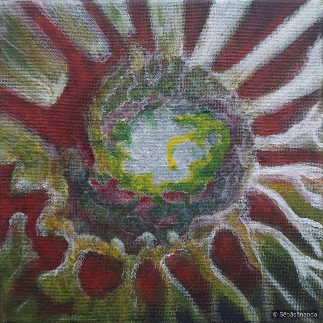 Trail back Acrylic on canvas, 20 x 20 cm 2021 Click to view High-Res ↗